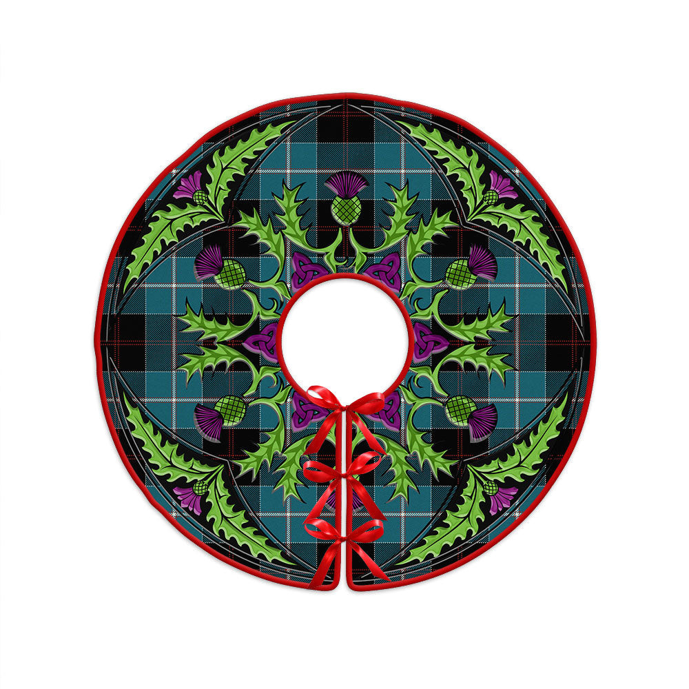 ScotsTee Shop Scottish Dunlop Ancient Clan Crest Tartan Christmas Tree Skirt Scottish Thistle Design