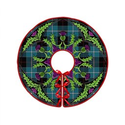 ScotsTee Shop Scottish Dunlop Ancient Clan Crest Tartan Christmas Tree Skirt Scottish Thistle Design