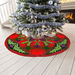 ScotsTee Shop Scottish Darroch Clan Crest Tartan Christmas Tree Skirt Scottish Thistle Design