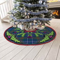 ScotsTee Shop Scottish Edmonstone Modern Clan Crest Tartan Christmas Tree Skirt Scottish Thistle Design