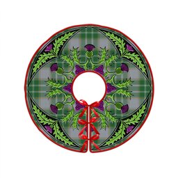ScotsTee Shop Scottish Currie Modern Clan Crest Tartan Christmas Tree Skirt Scottish Thistle Design