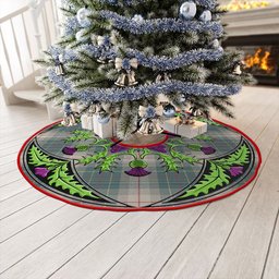 ScotsTee Shop Scottish Brodie Silver (Brodie Muted) Weathered Clan Crest Tartan Christmas Tree Skirt Scottish Thistle Design
