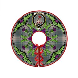 ScotsTee Shop Scottish Brodie Silver (Brodie Muted) Weathered Clan Crest Tartan Christmas Tree Skirt Scottish Thistle Design