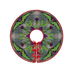 ScotsTee Shop Scottish Brodie Silver (Brodie Muted) Weathered Clan Crest Tartan Christmas Tree Skirt Scottish Thistle Design