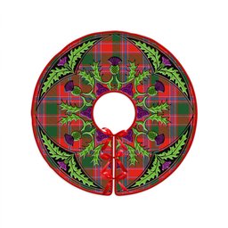 ScotsTee Shop Scottish Dalzell  Clan Crest Tartan Christmas Tree Skirt Scottish Thistle Design