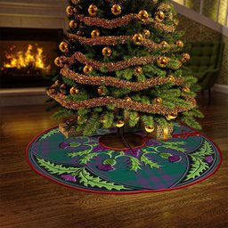 ScotsTee Shop Scottish Elphinstone Modern Clan Crest Tartan Christmas Tree Skirt Scottish Thistle Design