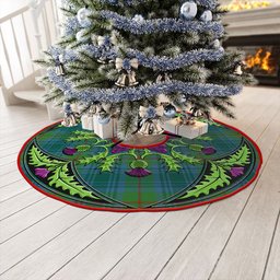 ScotsTee Shop Scottish Cranston Modern Clan Crest Tartan Christmas Tree Skirt Scottish Thistle Design