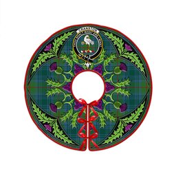 ScotsTee Shop Scottish Cranston Modern Clan Crest Tartan Christmas Tree Skirt Scottish Thistle Design