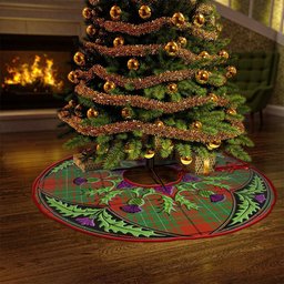 ScotsTee Shop Scottish Cumming Ancient Clan Crest Tartan Christmas Tree Skirt Scottish Thistle Design