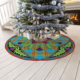 ScotsTee Shop Scottish Carlisle (Carlill) Ancient Clan Crest Tartan Christmas Tree Skirt Scottish Thistle Design