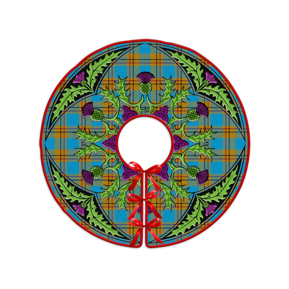 ScotsTee Shop Scottish Carlisle (Carlill) Ancient Clan Crest Tartan Christmas Tree Skirt Scottish Thistle Design