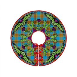 ScotsTee Shop Scottish Carlisle (Carlill) Ancient Clan Crest Tartan Christmas Tree Skirt Scottish Thistle Design
