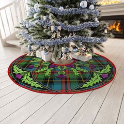 ScotsTee Shop Scottish Deas Ancient Clan Crest Tartan Christmas Tree Skirt Scottish Thistle Design