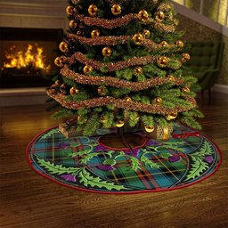 ScotsTee Shop Scottish Deas Ancient Clan Crest Tartan Christmas Tree Skirt Scottish Thistle Design