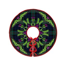 ScotsTee Shop Scottish Dundas Modern Clan Crest Tartan Christmas Tree Skirt Scottish Thistle Design