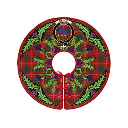ScotsTee Shop Scottish Bruce Modern Clan Crest Tartan Christmas Tree Skirt Scottish Thistle Design