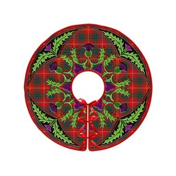 ScotsTee Shop Scottish Bruce Modern Clan Crest Tartan Christmas Tree Skirt Scottish Thistle Design