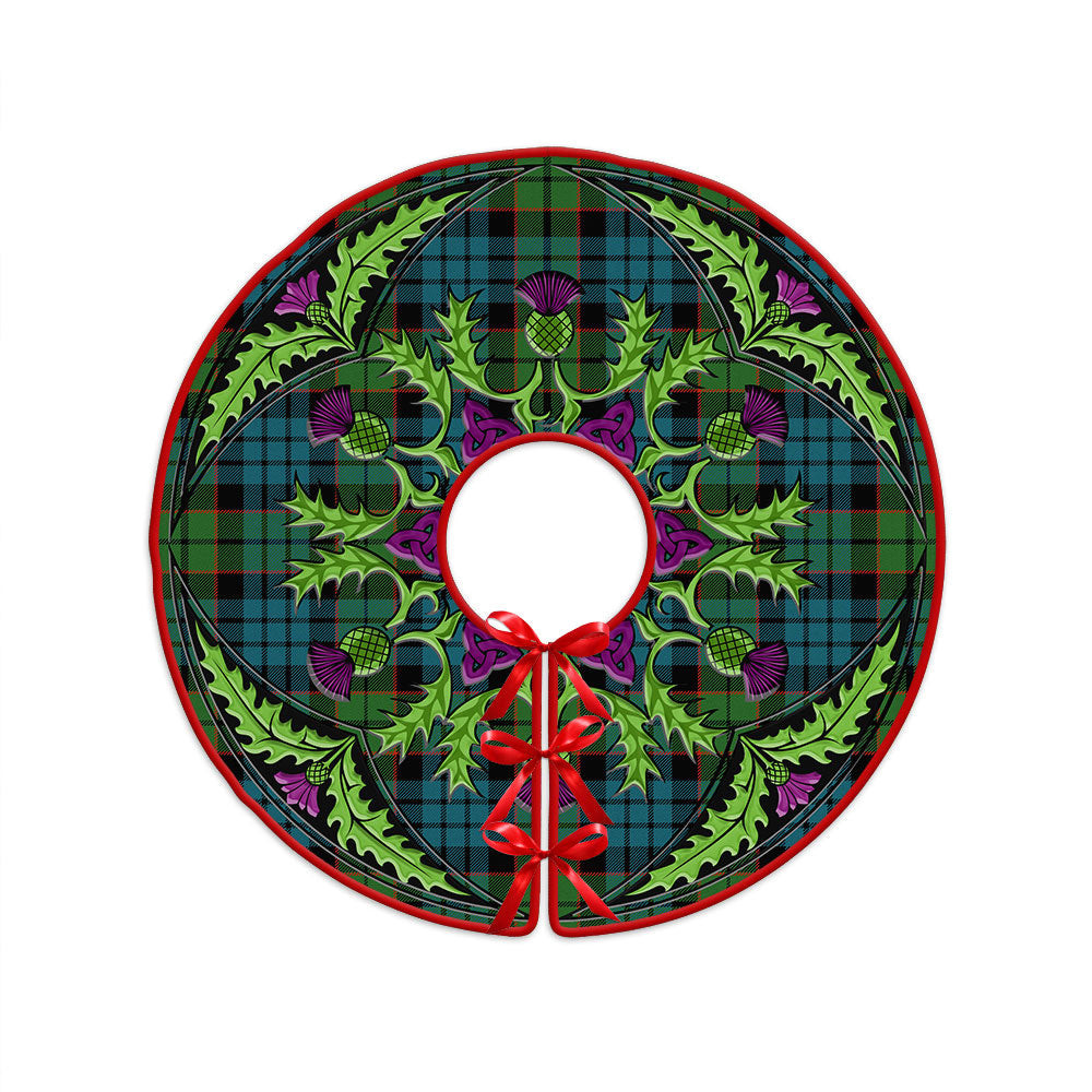 ScotsTee Shop Scottish Fletcher Family Ancient Clan Crest Tartan Christmas Tree Skirt Scottish Thistle Design