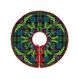 ScotsTee Shop Scottish Fletcher Family Ancient Clan Crest Tartan Christmas Tree Skirt Scottish Thistle Design