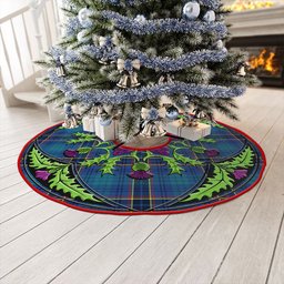 ScotsTee Shop Scottish Dempster Modern Clan Crest Tartan Christmas Tree Skirt Scottish Thistle Design