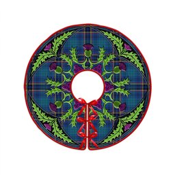 ScotsTee Shop Scottish Dempster Modern Clan Crest Tartan Christmas Tree Skirt Scottish Thistle Design