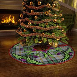 ScotsTee Shop Scottish Dinwoodie Modern Clan Crest Tartan Christmas Tree Skirt Scottish Thistle Design