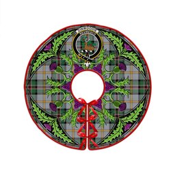 ScotsTee Shop Scottish Dinwoodie Modern Clan Crest Tartan Christmas Tree Skirt Scottish Thistle Design