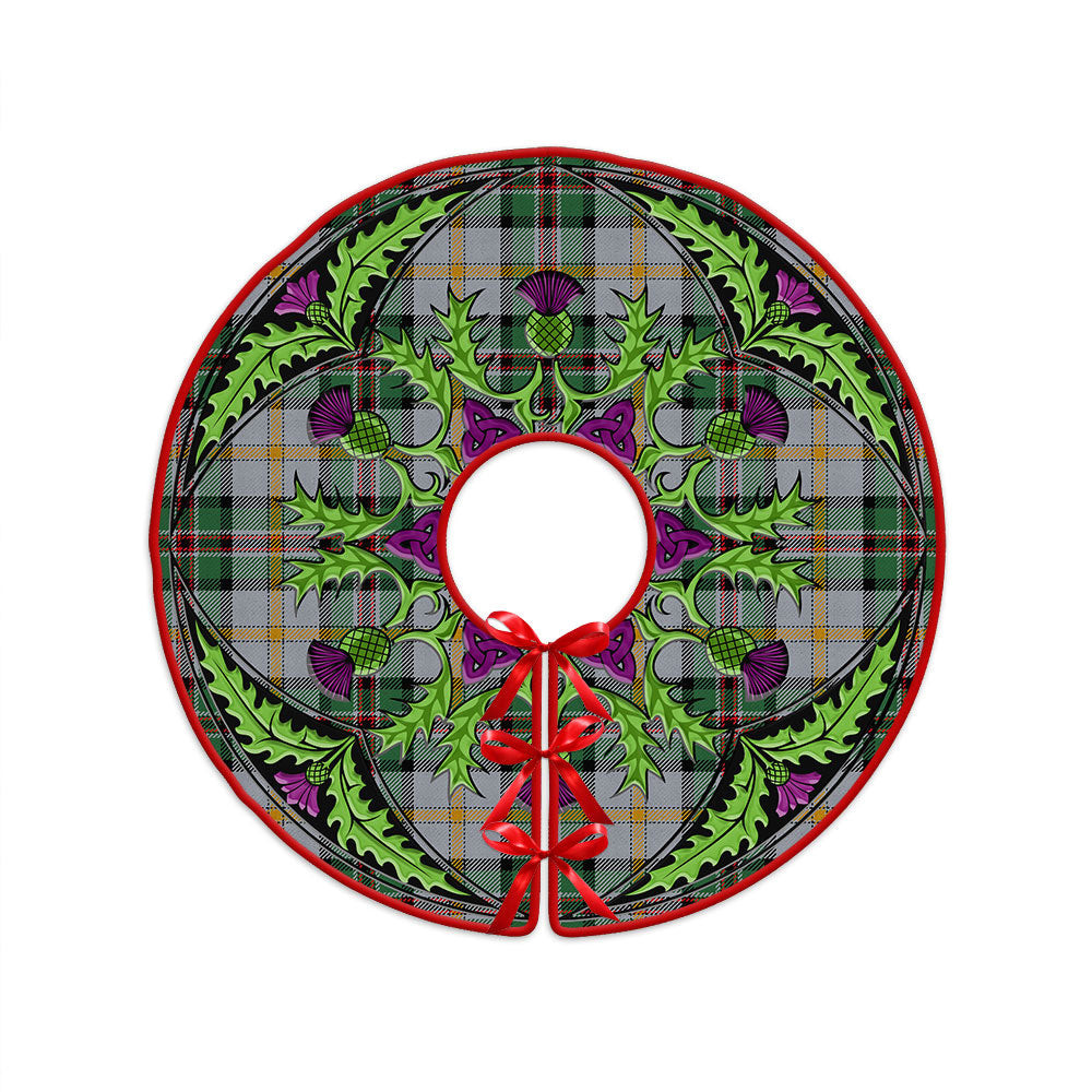 ScotsTee Shop Scottish Dinwoodie Modern Clan Crest Tartan Christmas Tree Skirt Scottish Thistle Design