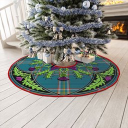 ScotsTee Shop Scottish Crichton (Creighton) Ancient Clan Crest Tartan Christmas Tree Skirt Scottish Thistle Design