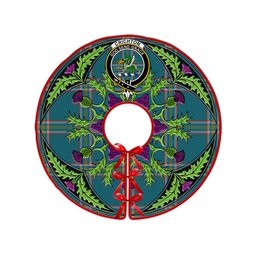 ScotsTee Shop Scottish Crichton (Creighton) Ancient Clan Crest Tartan Christmas Tree Skirt Scottish Thistle Design
