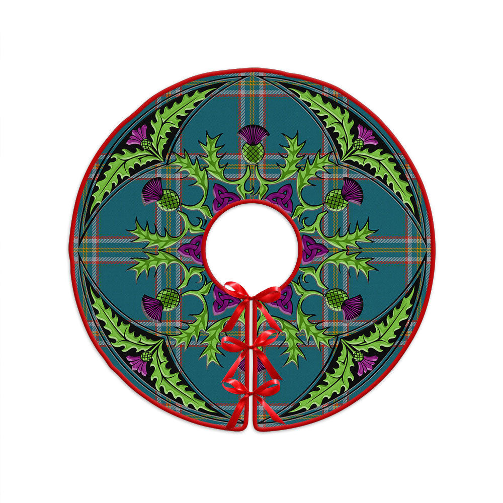 ScotsTee Shop Scottish Crichton (Creighton) Ancient Clan Crest Tartan Christmas Tree Skirt Scottish Thistle Design