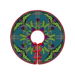 ScotsTee Shop Scottish Crichton (Creighton) Ancient Clan Crest Tartan Christmas Tree Skirt Scottish Thistle Design