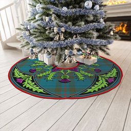 ScotsTee Shop Scottish Elliot (Ellot) Ancient Clan Crest Tartan Christmas Tree Skirt Scottish Thistle Design