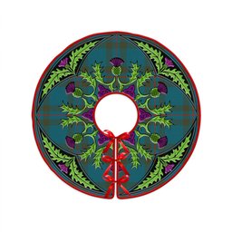 ScotsTee Shop Scottish Elliot (Ellot) Ancient Clan Crest Tartan Christmas Tree Skirt Scottish Thistle Design
