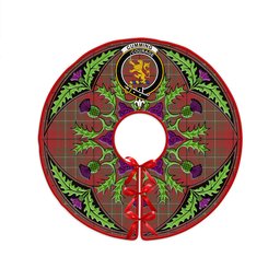 ScotsTee Shop Scottish Cumming Weathered Clan Crest Tartan Christmas Tree Skirt Scottish Thistle Design