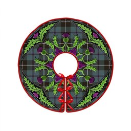 ScotsTee Shop Scottish Douglas Weathered Clan Crest Tartan Christmas Tree Skirt Scottish Thistle Design