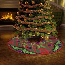 ScotsTee Shop Scottish Dalziel Modern Clan Crest Tartan Christmas Tree Skirt Scottish Thistle Design