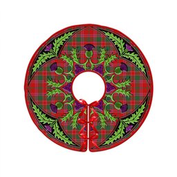 ScotsTee Shop Scottish Dalziel Modern Clan Crest Tartan Christmas Tree Skirt Scottish Thistle Design