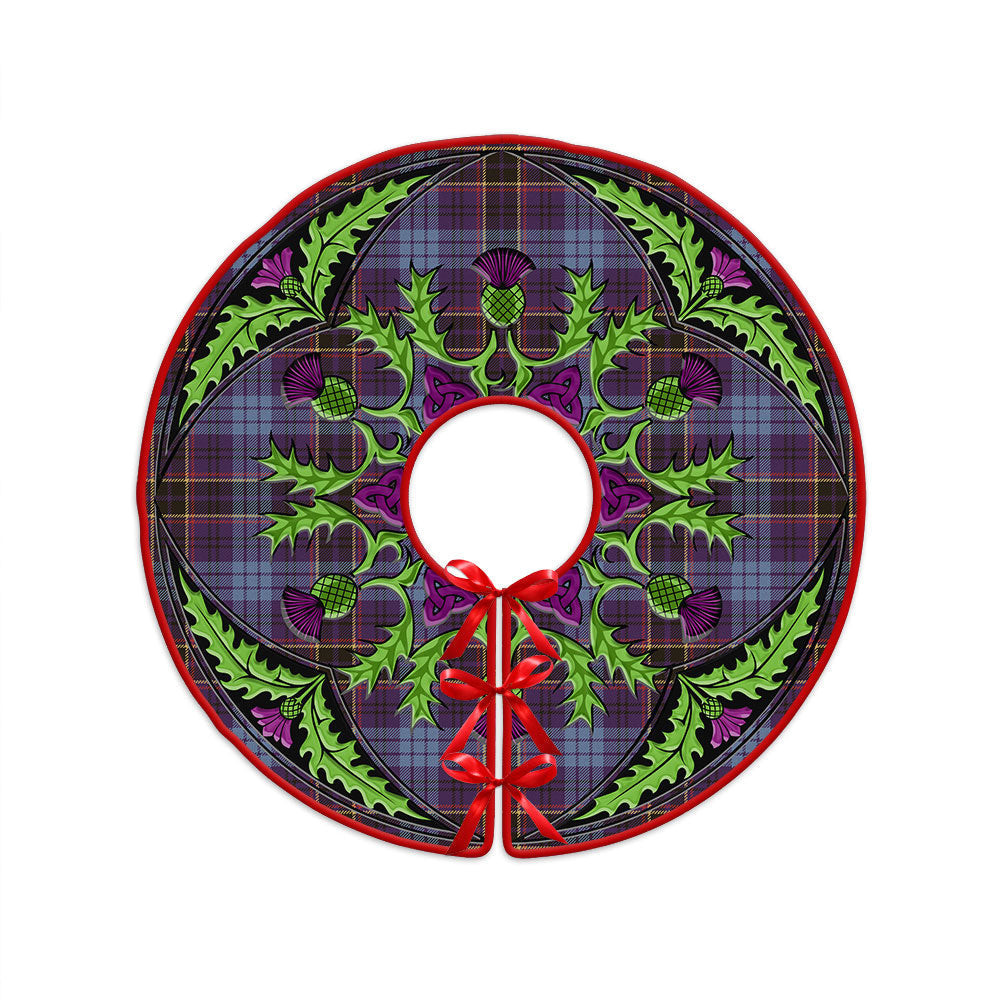 ScotsTee Shop Scottish Dempster Weathered Clan Crest Tartan Christmas Tree Skirt Scottish Thistle Design