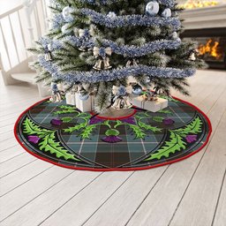 ScotsTee Shop Scottish Dunlop Weathered Clan Crest Tartan Christmas Tree Skirt Scottish Thistle Design