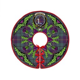 ScotsTee Shop Scottish Carmichael Weathered 2 Clan Crest Tartan Christmas Tree Skirt Scottish Thistle Design