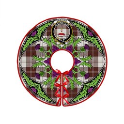 ScotsTee Shop Scottish Erskine Burgundy Clan Crest Tartan Christmas Tree Skirt Scottish Thistle Design