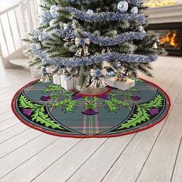 ScotsTee Shop Scottish Crichton (Creighton) Weathered Clan Crest Tartan Christmas Tree Skirt Scottish Thistle Design