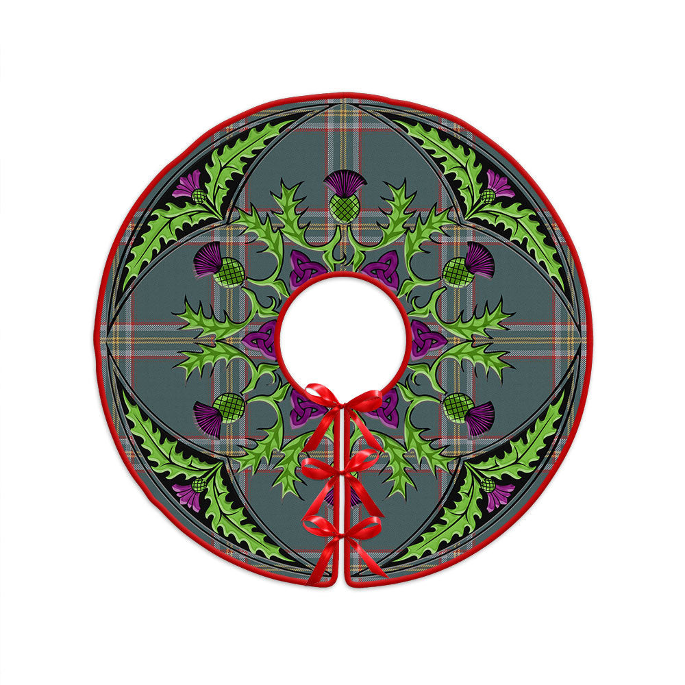 ScotsTee Shop Scottish Crichton (Creighton) Weathered Clan Crest Tartan Christmas Tree Skirt Scottish Thistle Design