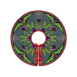 ScotsTee Shop Scottish Crichton (Creighton) Weathered Clan Crest Tartan Christmas Tree Skirt Scottish Thistle Design