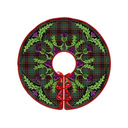 ScotsTee Shop Scottish Buchan Ancient Clan Crest Tartan Christmas Tree Skirt Scottish Thistle Design