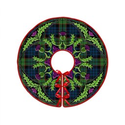 ScotsTee Shop Scottish Fletcher Family Modern Clan Crest Tartan Christmas Tree Skirt Scottish Thistle Design