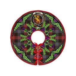 ScotsTee Shop Scottish Brown (Broun) Weathered Clan Crest Tartan Christmas Tree Skirt Scottish Thistle Design