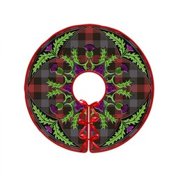 ScotsTee Shop Scottish Brown (Broun) Weathered Clan Crest Tartan Christmas Tree Skirt Scottish Thistle Design