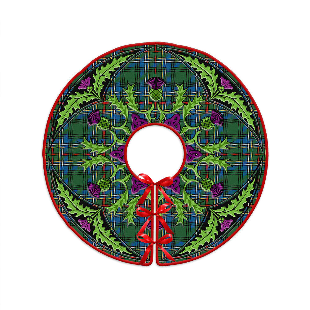 ScotsTee Shop Scottish Cockburn (Coburn) Ancient Clan Crest Tartan Christmas Tree Skirt Scottish Thistle Design